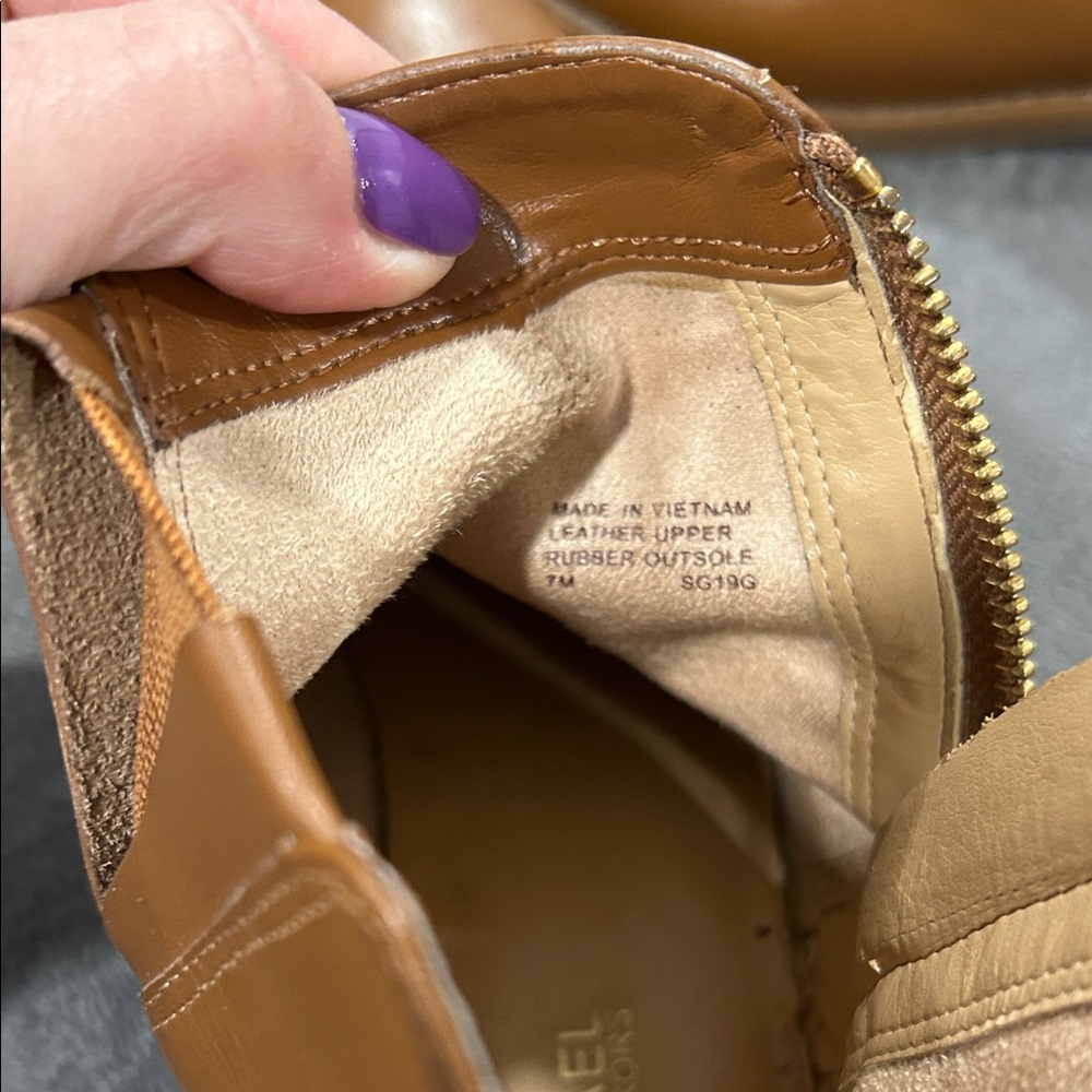 Michael Kors Tan Ankle Boots with Gold Accent - Picture 8 of 9